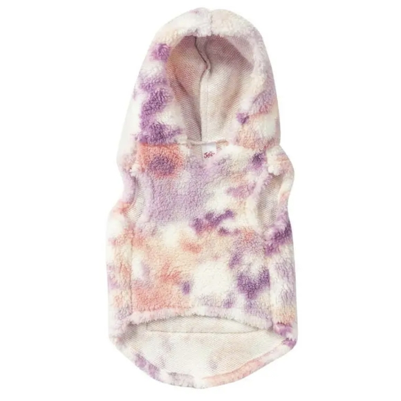 Justice Hoodie for Pets Tie Dye Sherpa Sweater Dog Clothes Zippered Pocket - Picture 5 of 6